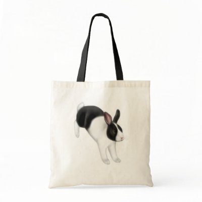 Bun on the Run Rabbit Tote Bag by twopurringcats