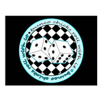 Bunco Chicks Roll With It - Blue postcards