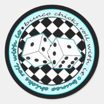 Bunco Chicks Roll With It - Blue stickers
