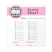 Bunco Chicks Roll with it Score Card Notepad Pink notepads