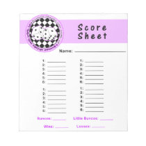 Bunco Chicks Roll with it Score Card - Purple notepads