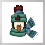 bundled up penguin head posters