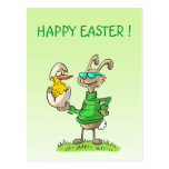 bunny and bird easter postcard