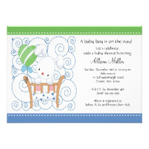 Bunny Baby Boy Baby Shower Invitations