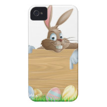 Bunny character pointing and Easter eggs iPhone 4 Cases