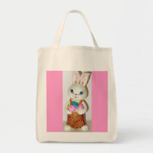 Bunny gathering eggs, Canvas grocery tote Canvas Bags