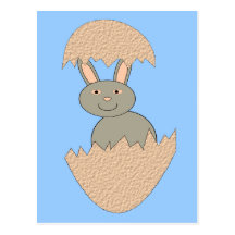 Bunny Hatching From Egg Weird Postcard