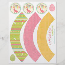 Bunny Hop Cupcake Wrapper Template 2 Flyer