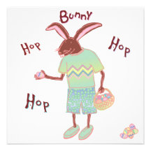 Bunny Hop Hop Hop Square Invitation