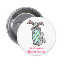 Bunny Hugging An Egg Pinback Button