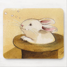 Bunny in Magic Hat Mousepads