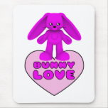 Bunny Love Pink Rabbit Cute Mouse Pad