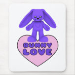 Bunny Love Purple Rabbit Cute Mouse Pads