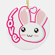 Bunny Love - Rabbit Bunnies Chibi Cute Christmas Tree Ornaments