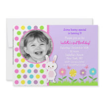 Bunny Photo Birthday Party Invitations