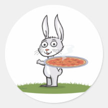 Bunny Pizza Round Stickers