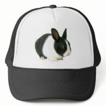 Bunny Rabbit Black & White Trucker Hat
