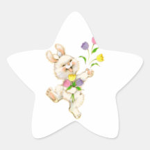 Bunny with flowers cartoon stickers