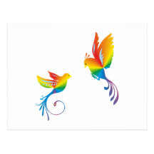 bunte Vögel colorful birds Postkarte