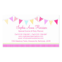 Bunting party events planning business cards