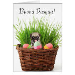 Buona Pasqua Easter pug puppy greeting card