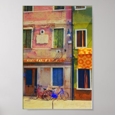 Burano Italy Street Scene Venice Poster Print by BellaRossini