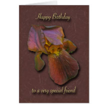 Burgandy Iris Birthday Special Friend Card