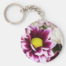 Burgandy & White Dahlia Key Chains