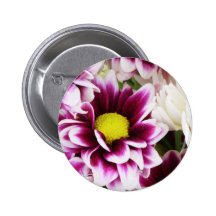 Burgandy & White Dahlia Pinback Buttons