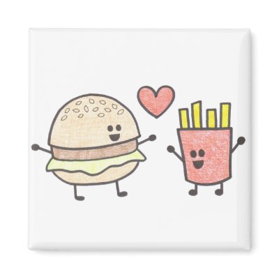 Burger and Fries Magnet by EmacAttack