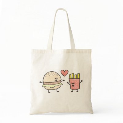 Burger and Fries Tote Tote Bags by EmacAttack