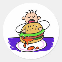Burger Kid Round Sticker