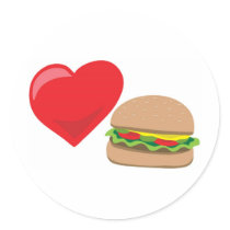 Burger Love!  Customizable: Round Sticker