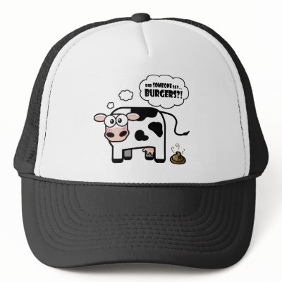 Burgers?! Funny Cow Hat by LisaMarieDesign
