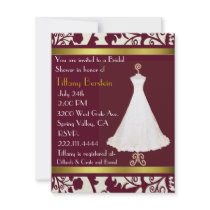 Burgundy and White Damask Bridal Shower Invitation