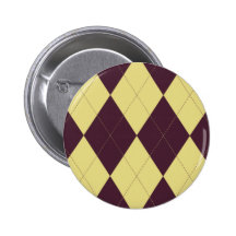 Burgundy and Yellow Argyle Button