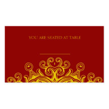 Burgundy and Yellow Wedding Placecards Business Cards