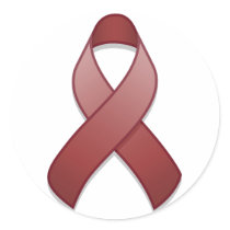 Burgundy Awareness Ribbon Round Sticker