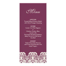 Burgundy Champagne Lace Wedding Menu Rack Card Template