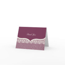 Burgundy Champagne Lace Wedding Thank You Note Cards