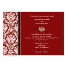 Burgundy Classic Damask Wedding Invitation