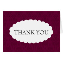 Burgundy Damask Wedding Thank You Card
