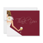 Burgundy flat wine thank you card invites