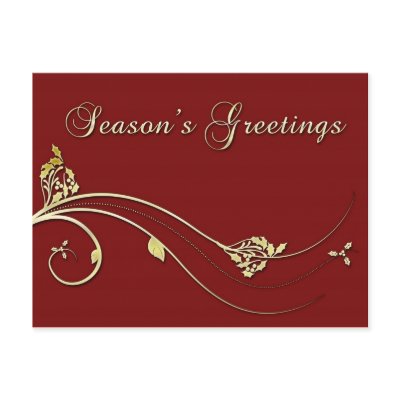 Burgundy Gold Holiday Card Post Card by StarStock