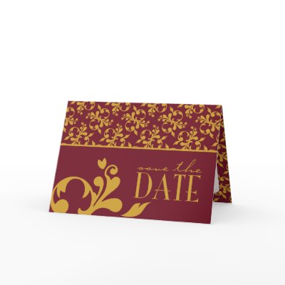Burgundy & Gold Save The Date Card Custom For Giti by twoheartsshoppe