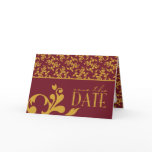 Burgundy & Gold Save The Date Card Custom For Giti