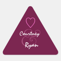 BURGUNDY   Monogram Wedding Triangle Sticker