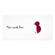Burgundy penguin photo card template