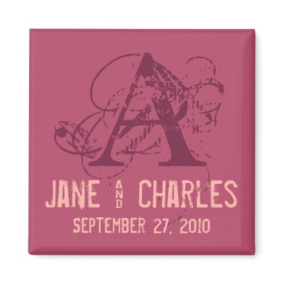 Burgundy & Pink Monogram • Save the Date Magnet by CSWedding