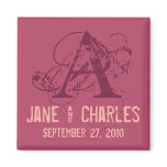 Burgundy & Pink Monogram • Save the Date Magnet